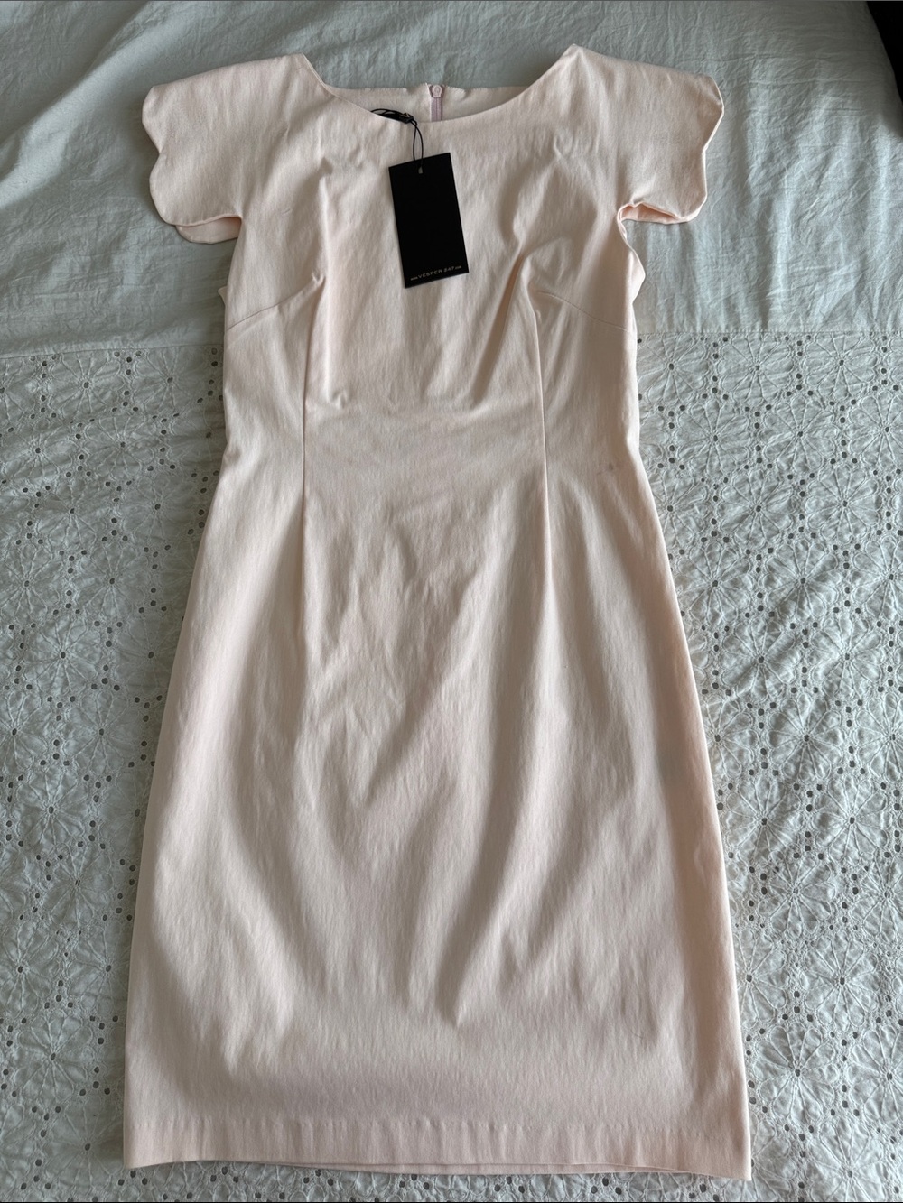 Elegant Blush/Light Pink Dress - Feminine Cap Sleeve Design